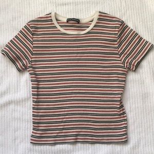 Brandy Melville Striped Cropped T-Shirt